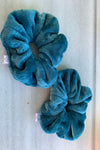 Χειροποίητο Scrunchie Γουνάκι Πετρόλ - Elinart